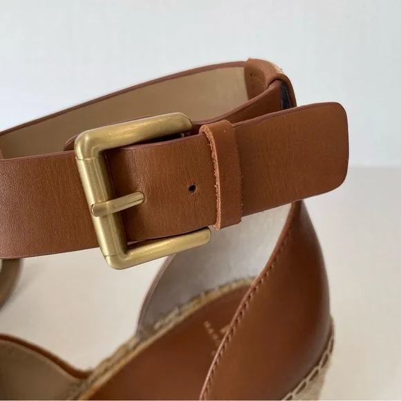 MARC FISHER Womens Brown 2" Platform Adalyn Wedge Leather Espadrille Sandals 9 - Picture 4 of 13